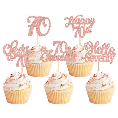 Blumomon Cupcake-Topper "Happy 70th Happy Birthday", 30 Stück, Roségold, 70. Geburtstag, Kuchendekoration, 70. Jahrestag, Kuchendekoration Blumomon Cupcake-Topper "Happy 70th Happy Birthday", 30 Stück, Roségold, 70. Geburtstag, Kuchendekoration, 70. Jahrestag, Kuchendekoration von Blumomon