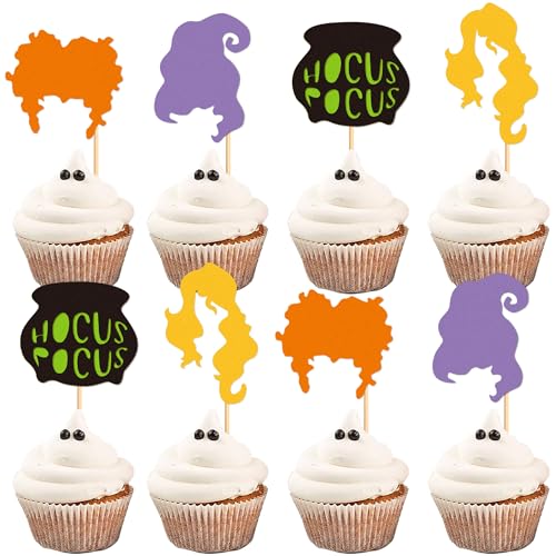 Blumomon Cupcake-Topper "Happy Halloween", Hexe, Cupcake-Dekoration, Picks, Halloween-Thema, Geburtstag, Jahrestag, Babyparty, Partyzubehör, 24 Stück von Blumomon
