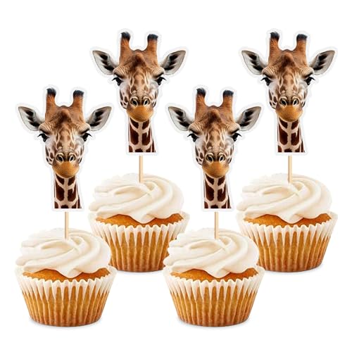 Blumomon Cupcake-Topper mit Giraffen-Motiv, Motiv: Waldtiere, Cupcake-Dekoration, Dschungel-Safari-Kuchendekorationen für Giraffen-Thema, Babyparty, Kinder, Jungen, Mädchen, Geburtstagsparty-Zubehör Blumomon Cupcake-Topper mit Giraffen-Motiv, Motiv: Waldtiere, Cupcake-Dekoration, Dschungel-Safari-Kuchendekorationen für Giraffen-Thema, Babyparty, Kinder, Jungen, Mädchen, Geburtstagsparty-Zubehör von Blumomon
