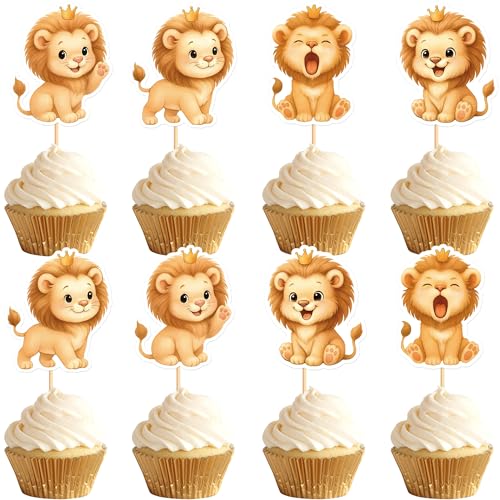Blumomon Cupcake-Topper mit Löwenmotiv, Motiv: Waldtiere, Cupcake-Dekoration, Picks – Dschungelsafari-Kuchendekorationen für Löwen-Thema, Babyparty, Kinder, Jungen, Mädchen, Geburtstagsparty-Zubehör Blumomon Cupcake-Topper mit Löwenmotiv, Motiv: Waldtiere, Cupcake-Dekoration, Picks – Dschungelsafari-Kuchendekorationen für Löwen-Thema, Babyparty, Kinder, Jungen, Mädchen, Geburtstagsparty-Zubehör von Blumomon