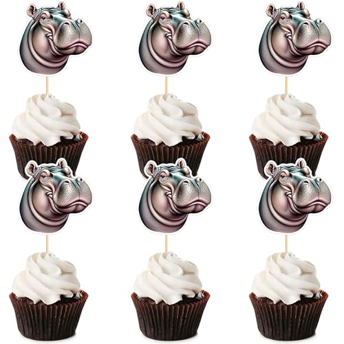 Blumomon Cupcake-Topper mit Nilpferd-Motiv, Motiv: Waldtiere, Cupcake-Dekoration, Picks – Dschungel-Safari-Kuchendekorationen für Nilpferd-Thema, Babyparty, Kinder, Jungen, Mädchen Blumomon Cupcake-Topper mit Nilpferd-Motiv, Motiv: Waldtiere, Cupcake-Dekoration, Picks – Dschungel-Safari-Kuchendekorationen für Nilpferd-Thema, Babyparty, Kinder, Jungen, Mädchen von Blumomon