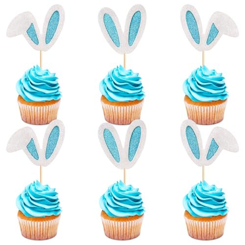 Blumomon Cupcake-Topper mit Osterhasen, Hasenohren, Oster-Cupcake-Dekorationen für Kinder, Mädchen, Geburtstagsparty, Babyparty, Hochzeit, Party-Dekorationen, 24 Stück Blumomon Cupcake-Topper mit Osterhasen, Hasenohren, Oster-Cupcake-Dekorationen für Kinder, Mädchen, Geburtstagsparty, Babyparty, Hochzeit, Party-Dekorationen, 24 Stück von Blumomon