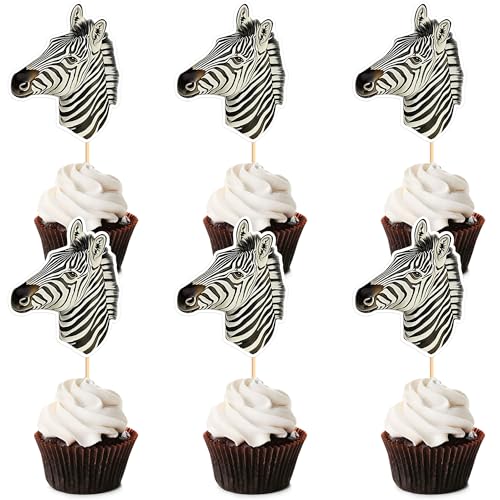 Blumomon Cupcake-Topper mit Zebramuster, Motiv: Waldtiere, Cupcake-Dekoration, Picks – Dschungel-Safari-Kuchendekorationen für Zebra-Thema, Babyparty, Kinder, Jungen, Mädchen, Geburtstagsparty-Zubehör Blumomon Cupcake-Topper mit Zebramuster, Motiv: Waldtiere, Cupcake-Dekoration, Picks – Dschungel-Safari-Kuchendekorationen für Zebra-Thema, Babyparty, Kinder, Jungen, Mädchen, Geburtstagsparty-Zubehör von Blumomon