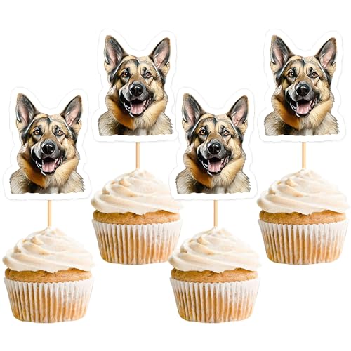 Blumomon Cupcake-Topper mit niedlichem Welpengesichter, Party-Wimpelkette, Dekoration für Deutscher Schäferhund, Kindergeburtstag, Babyparty, Partyzubehör, 24 Stück Blumomon Cupcake-Topper mit niedlichem Welpengesichter, Party-Wimpelkette, Dekoration für Deutscher Schäferhund, Kindergeburtstag, Babyparty, Partyzubehör, 24 Stück von Blumomon