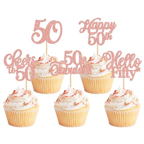 Blumomon Cupcake-Topper zum 50. Geburtstag, 50. Geburtstag, Cupcake-Topper, Happy 50, Cupcake-Topper, Cheers to 50, fabelhafte Kuchendekoration für 50. Geburtstag, Partydekoration, 50. Jahrestag Blumomon Cupcake-Topper zum 50. Geburtstag, 50. Geburtstag, Cupcake-Topper, Happy 50, Cupcake-Topper, Cheers to 50, fabelhafte Kuchendekoration für 50. Geburtstag, Partydekoration, 50. Jahrestag von Blumomon