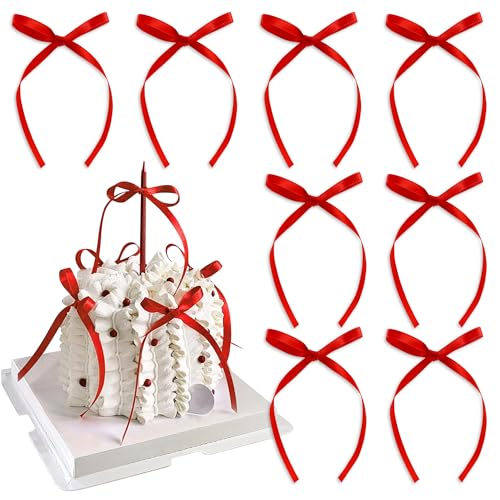 Blumomon Kuchendekorationen mit roter Schleife, 40 Stück, für Babyparty, Kuchendekorationen für Kindergeburtstag, Hochzeit, Party, Hochzeitstag, Kuchendekorationen Blumomon Kuchendekorationen mit roter Schleife, 40 Stück, für Babyparty, Kuchendekorationen für Kindergeburtstag, Hochzeit, Party, Hochzeitstag, Kuchendekorationen von Blumomon