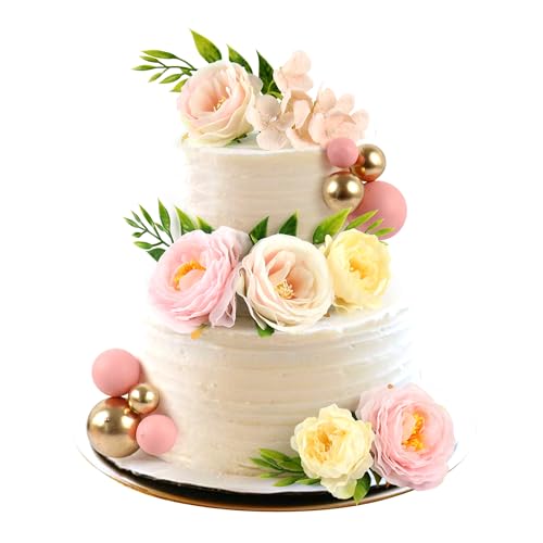 Blumomon Künstliche Blumen, Tortenaufsatz, rosa Kugeln und goldene Kugeln, DIY-Kuchendekoration, Geburtstagsparty, Babyparty, zur Verlobung, Party-Dekorationen Blumomon Künstliche Blumen, Tortenaufsatz, rosa Kugeln und goldene Kugeln, DIY-Kuchendekoration, Geburtstagsparty, Babyparty, zur Verlobung, Party-Dekorationen von Blumomon