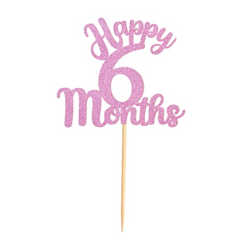 Blumomon 1 x rosa glitzernder Tortenaufsatz für 6 Monate, für 1/2 Geburtstag, Kuchendekoration für 100 Tage Babyparty, Party-Dekorationen Blumomon 1 x rosa glitzernder Tortenaufsatz für 6 Monate, für 1/2 Geburtstag, Kuchendekoration für 100 Tage Babyparty, Party-Dekorationen von Blumomon