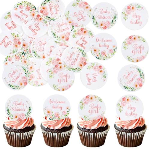 Blumomon40 Stück Essbar Oh Baby Cupcake Toppers Cupcake Toppers Baby Shower Cake Topper Geschlechtsreveal Party Kuchen Dekorationen von Blumomon