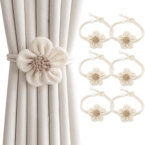 Vorhang Raffhalter 6 Stück mit Perlen, Kameli Vorhanghalter Gardinen Clip für Vorhänge Boho Deko, Gardinenhalter Zugband, Gardinen Seil Beige für Home Haus Dekoration Vorhang Raffhalter 6 Stück mit Perlen, Kameli Vorhanghalter Gardinen Clip für Vorhänge Boho Deko, Gardinenhalter Zugband, Gardinen Seil Beige für Home Haus Dekoration von Bluweet