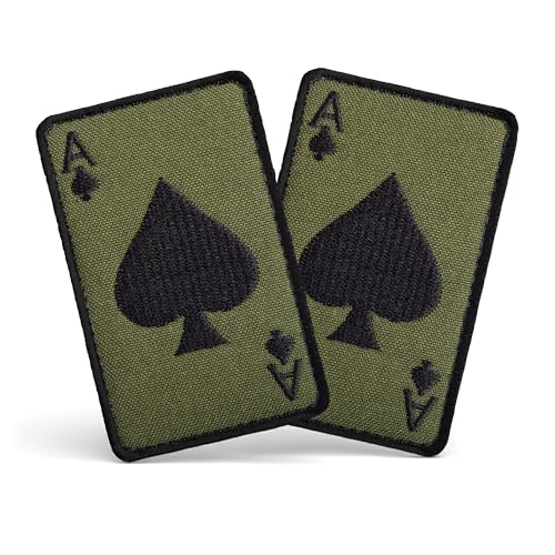 Bluyellow 2 Stück Ace of Spades Patch Death Card, bestickte Militärmorale Taktische Patches Klettverschluss Haken & Schlaufe für Hüte, Militäruniformen, taktische Westen, Rucksäcke, Hundegeschirre von Bluyellow