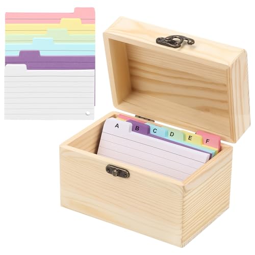 Karteikasten Holz A6, Robuste Karteikartenbox aus Holz, 15 x 10.4 x 10cm Lernkarteibox inkl. 150 Karteikarten, Rezeptbox Lernkarten Box für Unterwegs, Lernnotizen, Rezepte Oder Lernkarten Karteikasten Holz A6, Robuste Karteikartenbox aus Holz, 15 x 10.4 x 10cm Lernkarteibox inkl. 150 Karteikarten, Rezeptbox Lernkarten Box für Unterwegs, Lernnotizen, Rezepte Oder Lernkarten von BlyeMichdi