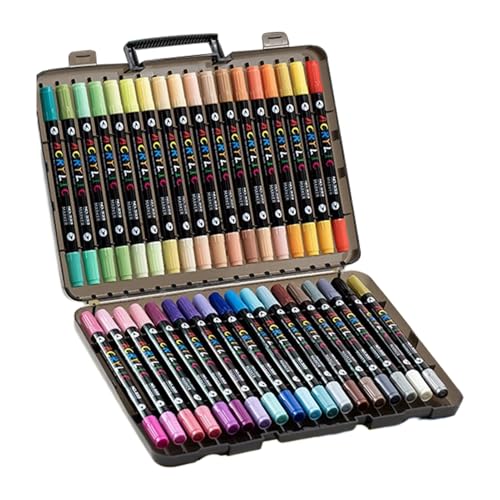 Bmdjdq Doppelkopf-Marker, Acrylfarben-Marker, Stoffmalmarker, Doppelspitzen-Design, wasserdicht und lichtbeständig, 72,48 Farben, für Schuhe und andere Materialien Bmdjdq Doppelkopf-Marker, Acrylfarben-Marker, Stoffmalmarker, Doppelspitzen-Design, wasserdicht und lichtbeständig, 72,48 Farben, für Schuhe und andere Materialien von Bmdjdq