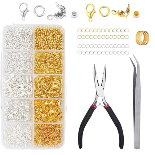 Bmeigo Kettenverschluss 583 Stück, Verschlüsse für Armbänder Ketten Karabiner Verschlüsse Biegeringe und Crimpenden Set für Halsketten, Armband, Fußkette, Schmuckarmband, Handwerk DIY von Bmeigo