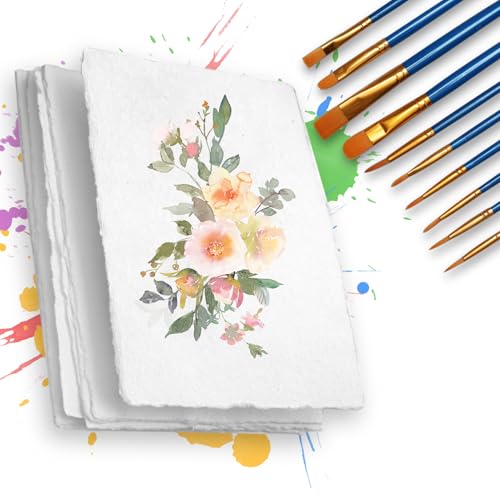 Bmliingchau 300GSM Büttenpapier A4/28,5 x 19,6cm Büttenpapier Handgeschöpft Baumwollpapier Samenpapier Büttenpapier Bedruckbar Farbig Blütenpapier 25 Blätter(10 Stück Künstlerpinsel Set) Bmliingchau 300GSM Büttenpapier A4/28,5 x 19,6cm Büttenpapier Handgeschöpft Baumwollpapier Samenpapier Büttenpapier Bedruckbar Farbig Blütenpapier 25 Blätter(10 Stück Künstlerpinsel Set) von Bmliingchau