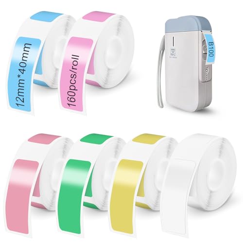 Bmliingchau 6 Rolls Thermal Label Tape für Phomemo D30/D32/D35/Q30/Q30/Q31,für MARKLIFE P11/P12/P15,für iEager L11/L12,für VRETTI HP3/HP4, 12 mm x 40 mm Self-Adhesive Thermal Tape Labels 160 pcs/Rolle Bmliingchau 6 Rolls Thermal Label Tape für Phomemo D30/D32/D35/Q30/Q30/Q31,für MARKLIFE P11/P12/P15,für iEager L11/L12,für VRETTI HP3/HP4, 12 mm x 40 mm Self-Adhesive Thermal Tape Labels 160 pcs/Rolle von Bmliingchau