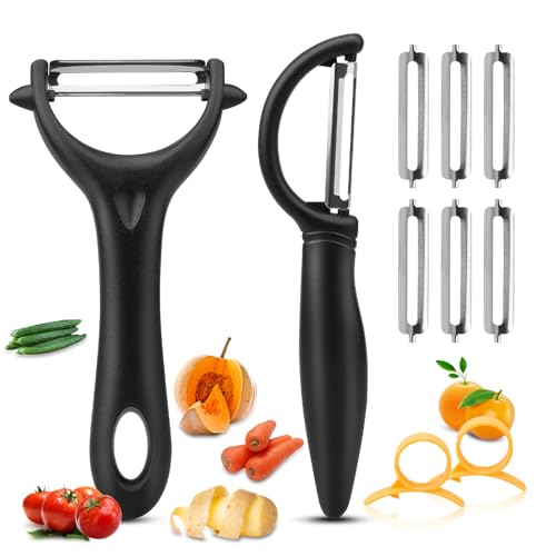 Bmliingchau Schäler Gemüseschäler Spargelschäler Kartoffelschäler Universalschäler Peeler Sparschäler Set- 2Pcs Schäler Set Premium Edelstahl Y & I-Förmiges Drehbares Gemüsemesser-Gemüse und Obst von Bmliingchau