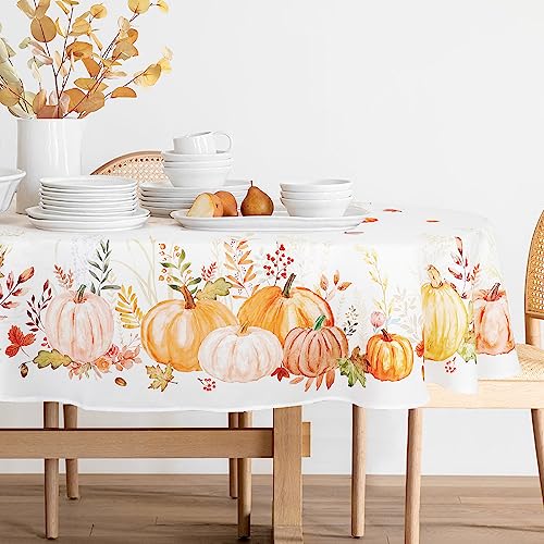 Bnejvif Ovale Tischdecke, Herbst-Tischdecke, oval, Herbst, Erntedankfest, Kürbismotiv, schmutzabweisend, knitterfrei, waschbar, 152,4 x 253,9 cm Bnejvif Ovale Tischdecke, Herbst-Tischdecke, oval, Herbst, Erntedankfest, Kürbismotiv, schmutzabweisend, knitterfrei, waschbar, 152,4 x 253,9 cm von Bnejvif
