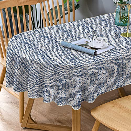 Bnejvif Ovale Tischdecke, moderne ovale abwaschbare Tischdecke, blaue Tischdecke für drinnen und draußen, wasserdicht, knitterfrei, langlebig, 137 x 183 cm von Bnejvif