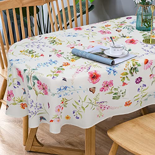 Bnejvif Ovale Tischdecke Frühlingsblumen-Tischdecke, moderne Blume, ovale Tischdecke, florale Tischdecke, für drinnen und draußen, Frühlingsblumen-Tischdecke für ovale Tische, 152x304.8 cm von Bnejvif