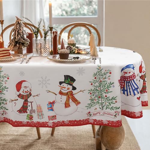 Bnejvif Ovale Weihnachtstischdecke, ovale Weihnachtstischdecke für den Esstisch, wasserdicht und auslaufsicher, Weihnachtsdekoration für Küche, Partys, 152,4 x 213,3 cm von Bnejvif