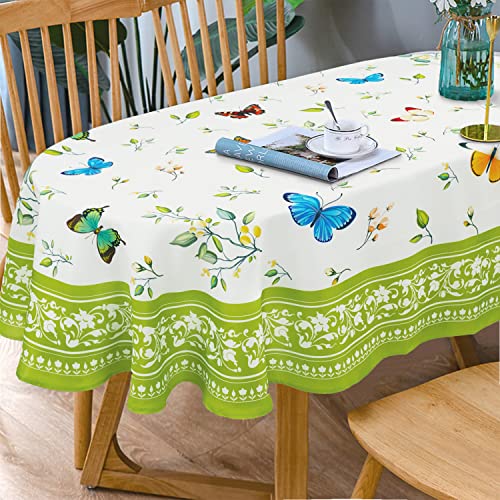 Ovale Tischdecke, Schmetterling, Blumenmuster, ovale Tischdecke, bedruckt, florales Tischdecke, Stoff für drinnen und draußen, wasserdicht, florales Tischtuch für ovale Tische, 137x183 cm Ovale Tischdecke, Schmetterling, Blumenmuster, ovale Tischdecke, bedruckt, florales Tischdecke, Stoff für drinnen und draußen, wasserdicht, florales Tischtuch für ovale Tische, 137x183 cm von Bnejvif