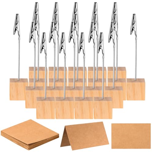 Tischkartenhalter aus Holz mit Krokodilklemme, Fotohalter für Tische, Foto-Clips für Tischnummern, Memohalter, Clip und Krokodilklemmen für Tischnummern, Namensschilder + 30 Tischkarten für Tische, 21 Tischkartenhalter aus Holz mit Krokodilklemme, Fotohalter für Tische, Foto-Clips für Tischnummern, Memohalter, Clip und Krokodilklemmen für Tischnummern, Namensschilder + 30 Tischkarten für Tische, 21 von Bnnrjia