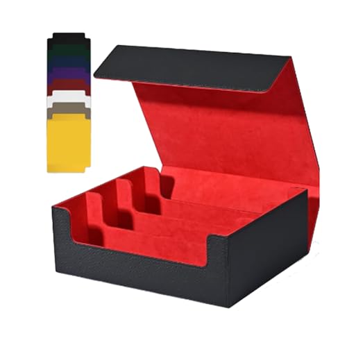 Bntaomle Kartenaufbewahrungsbox für Sammelkarten, 1800+ PU-KartendeckhüLle, Kartenbox mit Magnetverschluss für Magnetische Spielkarten, Schwarz + Rot von Bntaomle