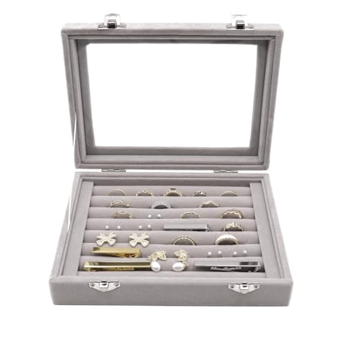 Samt Schmuckkasten Schmuck Organizer, Ring Aufbewahrungsbox Jewelry Organizer Schmuckschatulle mit 7 Fächern und Deckel für Ringe,Ohrringe,Halskette und Manschettenknöpfe Samt Schmuckkasten Schmuck Organizer, Ring Aufbewahrungsbox Jewelry Organizer Schmuckschatulle mit 7 Fächern und Deckel für Ringe,Ohrringe,Halskette und Manschettenknöpfe von Bo Yi Ke Ji