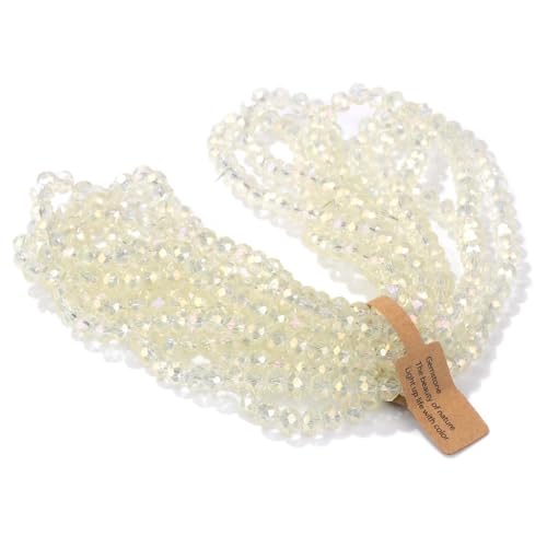 BoBoBn 4 x 6 mm, 5 x 8 mm, facettierte Rondell-Perlen, lose Kristallglasperlen, transparente österreichische Glasperlen zur Schmuckherstellung, Handarbeiten(Beige) von BoBoBn