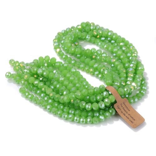 BoBoBn 4 x 6 mm, 5 x 8 mm, facettierte Rondell-Perlen, lose Kristallglasperlen, transparente österreichische Glasperlen zur Schmuckherstellung, Handarbeiten(Green) von BoBoBn