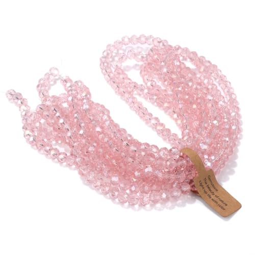 BoBoBn 4 x 6 mm, 5 x 8 mm, facettierte Rondell-Perlen, lose Kristallglasperlen, transparente österreichische Glasperlen zur Schmuckherstellung, Handarbeiten(Pink) von BoBoBn