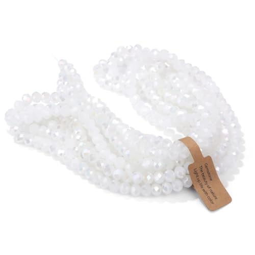 BoBoBn 4 x 6 mm, 5 x 8 mm, facettierte Rondell-Perlen, lose Kristallglasperlen, transparente österreichische Glasperlen zur Schmuckherstellung, Handarbeiten(White) von BoBoBn