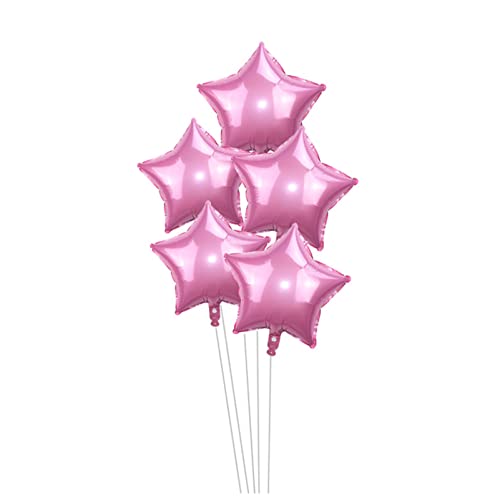 Ballons rosa Packung von 5 18-Zoll-Gold- und Silberfolien-Sternballons Hochzeitsballon-Dekorationsdusche Geburtstags-Partyballons Happy birthday ballon (Size : Pink) von BoNene