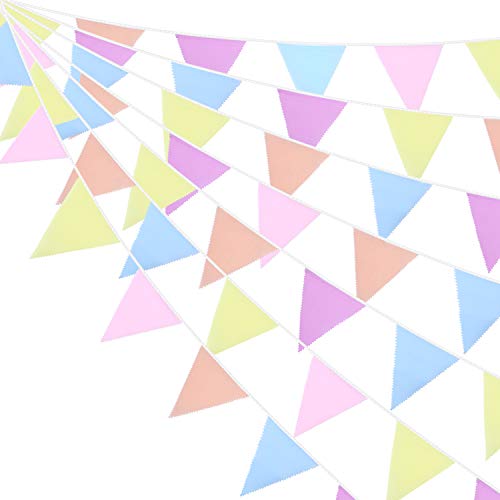 49,2 Fuß Stoff Bunting Banner 46 Stück Mehrfarbig Dreieck Flaggen Wimpel Banner Ammer Girlanden für Hochzeit Baby Shower Geburtstag Party Dekoration Indoor Outdoor Aktivität (Macaron) von Boao