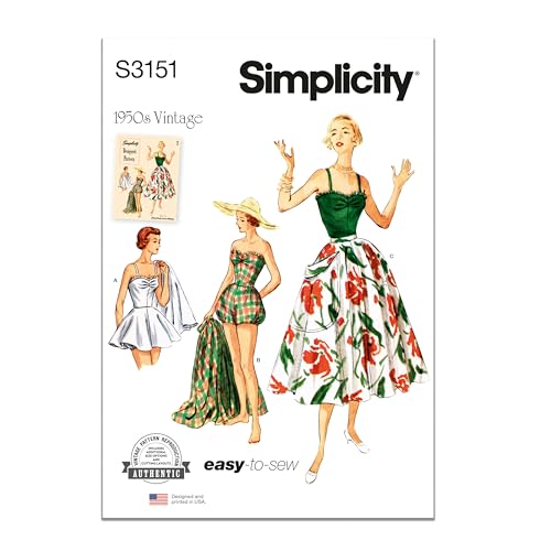 Simplicity SS3151Y5 Schnittmusterpaket für Badeanzug und Rock im Vintage-Stil der 1950er Jahre, Design Code S3151, Größen 46-50-50 Simplicity SS3151Y5 Schnittmusterpaket für Badeanzug und Rock im Vintage-Stil der 1950er Jahre, Design Code S3151, Größen 46-50-50 von Bobbi's Babies