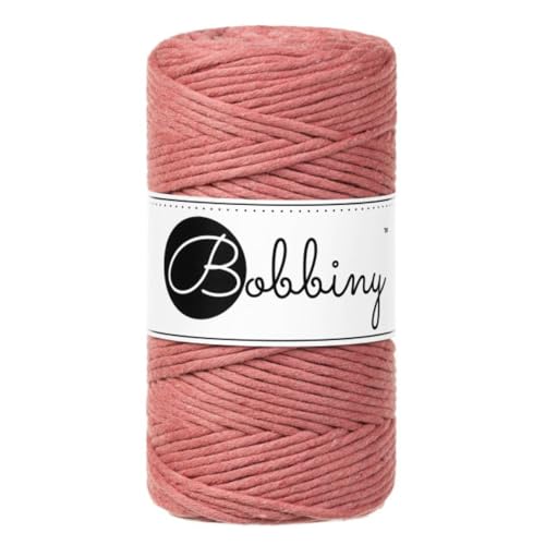 BOBBINY 3mm Makramee Garn Regular 100m weiches Baumwollgarn für DIY & Deko, Farbe:Peony von Bobbiny