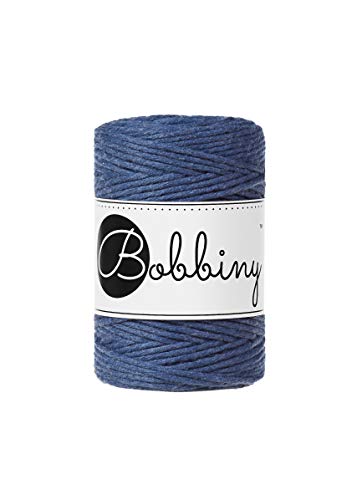 Bobbiny Baby Makramee-Schnur, 1,5 mm, 100 m, 100% Recycling-Baumwolle, Blau, Garn, Cord, Makramee-Schnur von Bobbiny