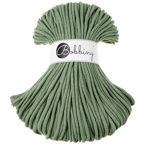 Bobbiny Geflochtene Makramee-Schnur, 5 mm, 100 % recycelte Baumwolle, Eukalyptus-Grün, 50 m Bobbiny Geflochtene Makramee-Schnur, 5 mm, 100 % recycelte Baumwolle, Eukalyptus-Grün, 50 m von Bobbiny