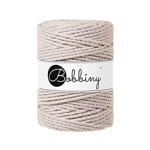 Bobbiny Makramee Garn Oeko-Tex Premium aus ökologischer Baumwolle 5mm x 100m (Nude) von Bobbiny