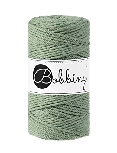 Bobbiny Makramee-Schnur, 3 mm, 3-lagig, Eukalyptusgrün, 100 m von Bobbiny