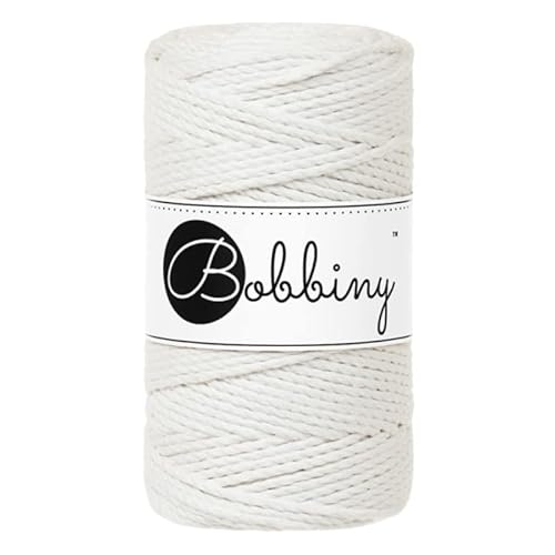 Bobbiny Makramee-Schnur, 3 mm, 3-lagig, cremefarben, 100 m von Bobbiny