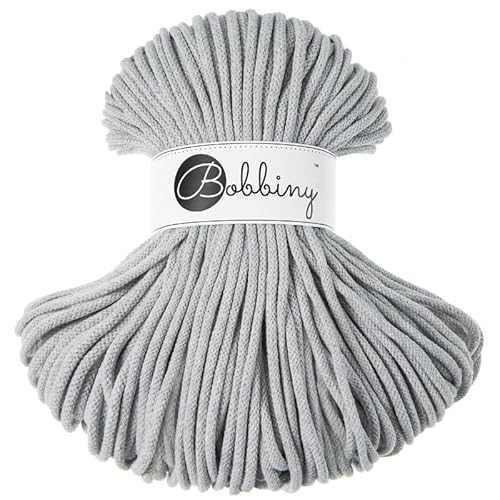 Bobbiny Makramee-Schnur, geflochten, 5 mm, Hellgrau, 100 m von Bobbiny
