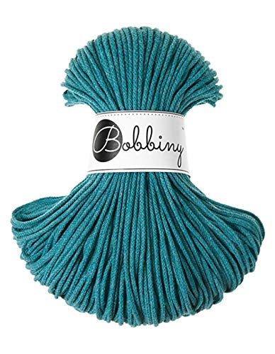 Bobbiny Makramee-Seil, 3 mm, 100 m lang, 100 % Baumwolle, Blaugrün von Bobbiny