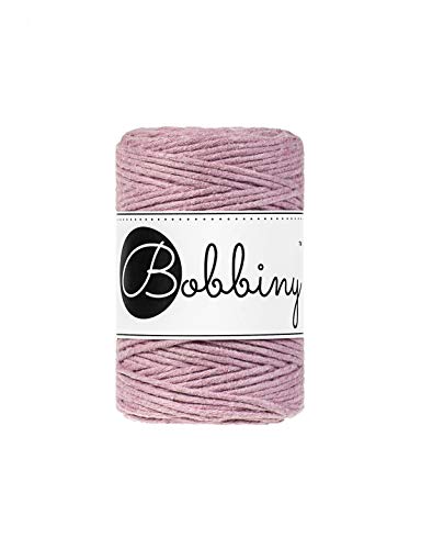 Bobbiny Oeko-Tex Premium Makramee Garn aus ökologischer Baumwolle 1,5 mm x 100 m (Dusty Pink) von Bobbiny
