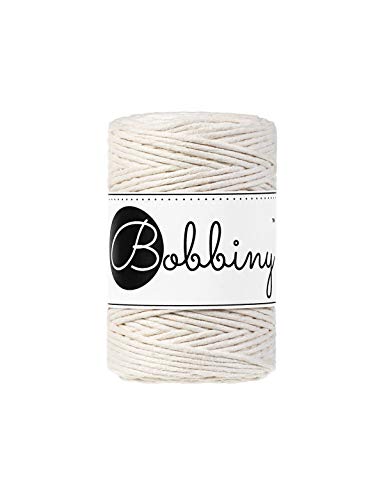 Bobbiny Oeko-Tex Premium Makramee Garn aus ökologischer Baumwolle 1,5 mm x 100 m (Natural) von Bobbiny
