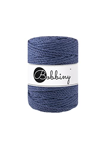 Bobbiny Oeko-Tex Premium Makramee Garn aus ökologischer Baumwolle 5 mm x 100 m (Jeans) von Bobbiny