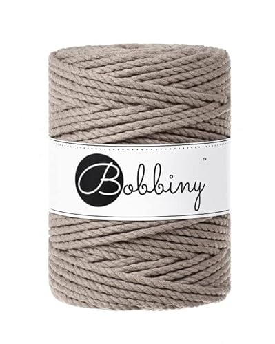 Bobbiny Oeko-Tex Premium Makramee Garn aus ökologischer Baumwolle 5 mm x 100 m 3fach gedreht (Coffee) von Bobbiny
