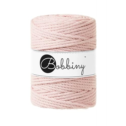 Bobbiny Oeko-Tex Premium Makramee Garn aus ökologischer Baumwolle 5 mm x 100 m 3fach gedreht (Pastel Pink) von Bobbiny