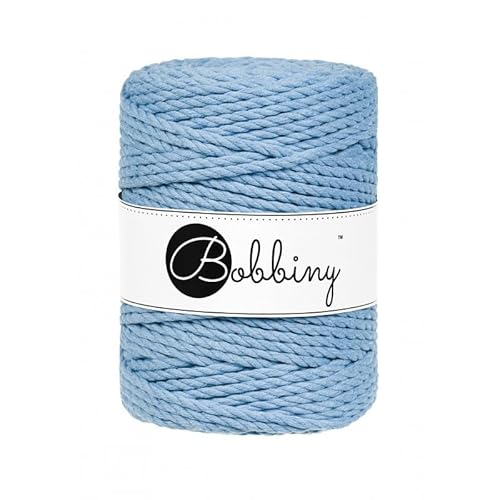Bobbiny Oeko-Tex Premium Makramee Garn aus ökologischer Baumwolle 5 mm x 100 m 3fach gedreht (Perfect Blue) von Bobbiny